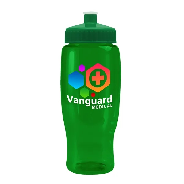 Translucent Green color option for Garyline® Poly+ Recycled Bottle With Push Pull Lid   27 Oz.