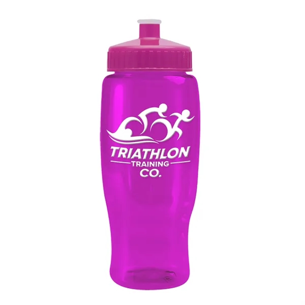 Translucent Hot Pink color option for Garyline® Poly+ Recycled Bottle With Push Pull Lid   27 Oz.