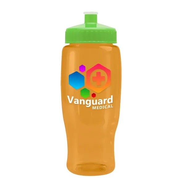 Translucent Orange color option for Garyline® Poly+ Recycled Bottle With Push Pull Lid   27 Oz.