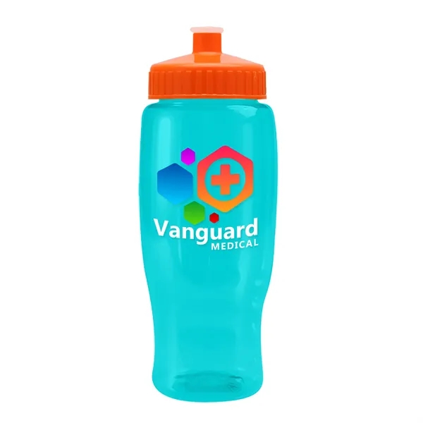 Translucent Teal color option for Garyline® Poly+ Recycled Bottle With Push Pull Lid   27 Oz.