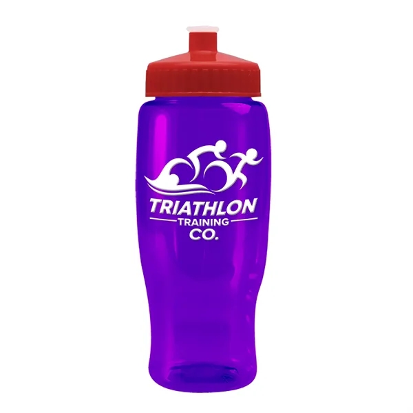 Translucent Violet color option for Garyline® Poly+ Recycled Bottle With Push Pull Lid   27 Oz.