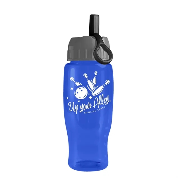 Translucent Blue color option for Garyline® Poly+ Recycled Bottle With Ring Straw Lid   27 Oz.