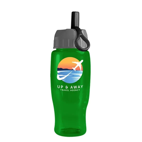 Translucent Green color option for Garyline® Poly+ Recycled Bottle With Ring Straw Lid   27 Oz.