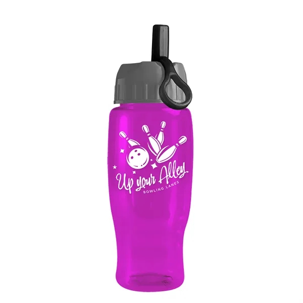 Translucent Hot Pink color option for Garyline® Poly+ Recycled Bottle With Ring Straw Lid   27 Oz.