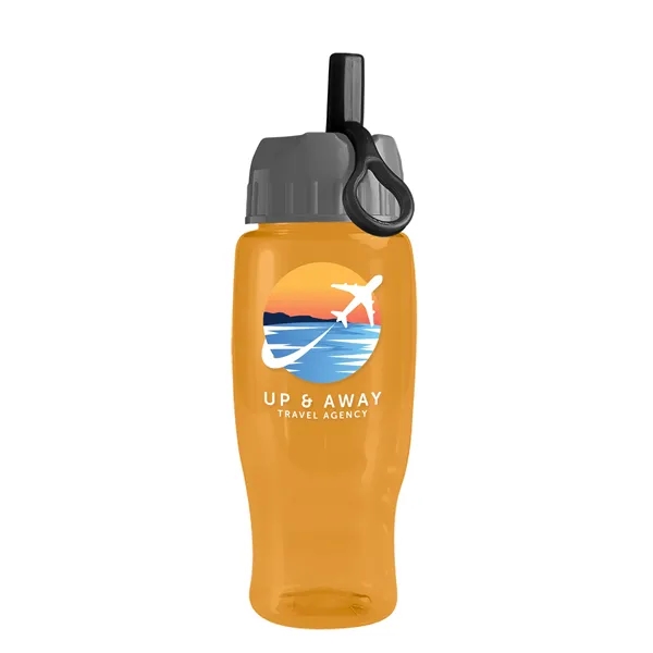 Translucent Orange color option for Garyline® Poly+ Recycled Bottle With Ring Straw Lid   27 Oz.