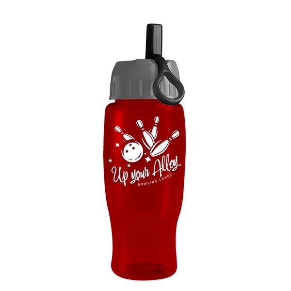 Translucent Red color option for Garyline® Poly+ Recycled Bottle With Ring Straw Lid   27 Oz.