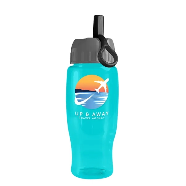 Translucent Teal color option for Garyline® Poly+ Recycled Bottle With Ring Straw Lid   27 Oz.