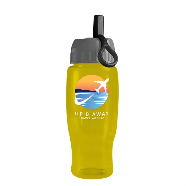 Translucent Yellow color option for Garyline® Poly+ Recycled Bottle With Ring Straw Lid   27 Oz.