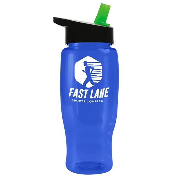Translucent Blue color option for Garyline® Poly+ Recycled Bottle With Flip Straw Lid   27 Oz.