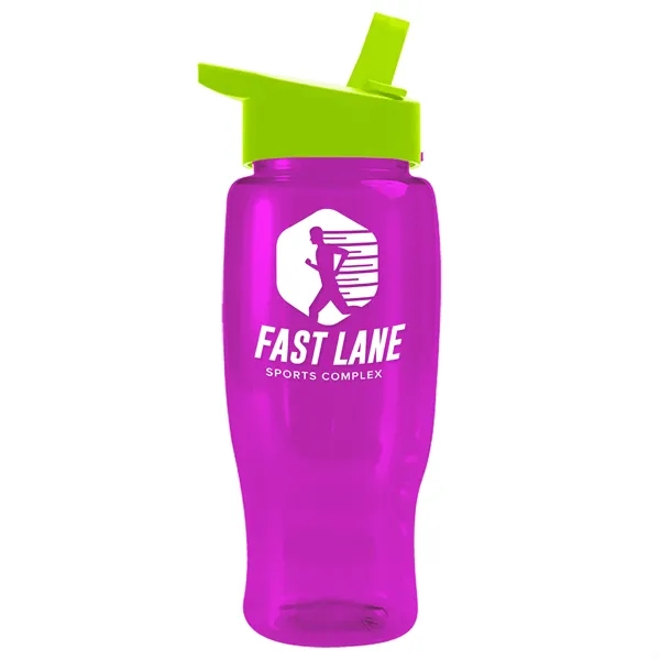 Translucent Hot Pink color option for Garyline® Poly+ Recycled Bottle With Flip Straw Lid   27 Oz.