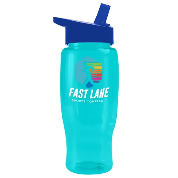 Translucent Teal color option for Garyline® Poly+ Recycled Bottle With Flip Straw Lid   27 Oz.