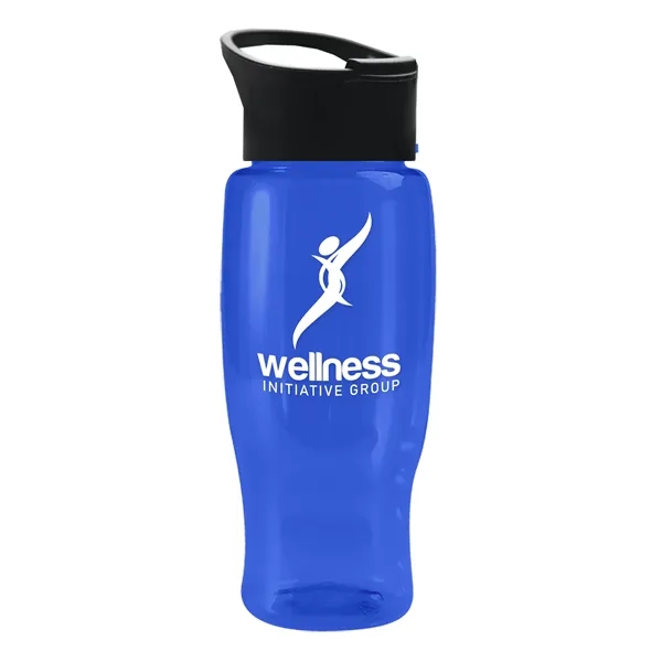 Translucent Blue color option for Garyline® Poly+ Recycled Bottle With Pop Up Lid   27 Oz.