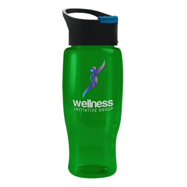 Translucent Green color option for Garyline® Poly+ Recycled Bottle With Pop Up Lid   27 Oz.