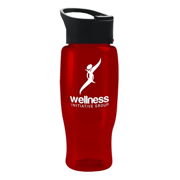 Translucent Red color option for Garyline® Poly+ Recycled Bottle With Pop Up Lid   27 Oz.