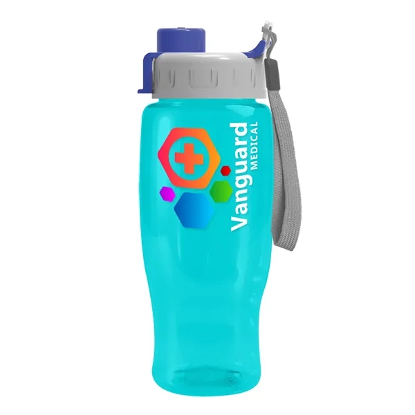 Translucent Teal color option for Garyline® Poly+ Recycled Bottle With Quick Snap Lid   27 Oz.