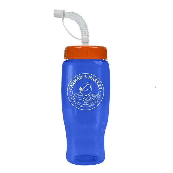 Translucent Blue color option for Garyline® Poly+ Recycled Bottle With Straw Lid   27 Oz.