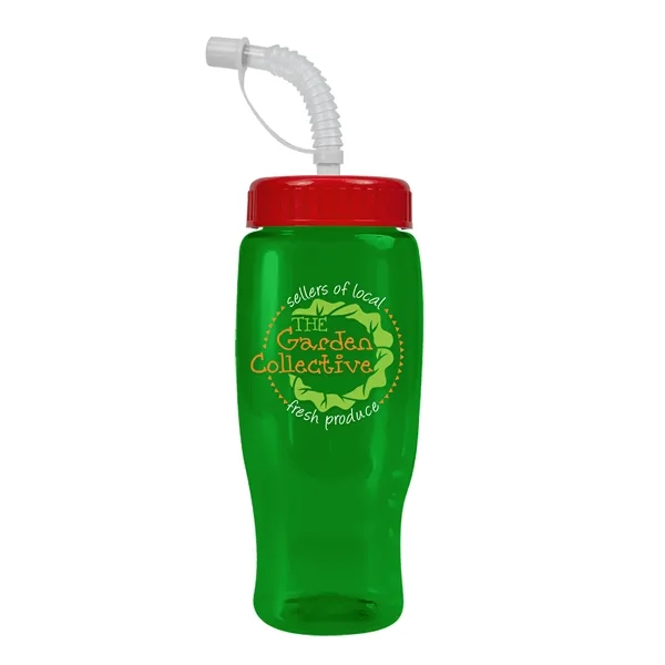 Translucent Green color option for Garyline® Poly+ Recycled Bottle With Straw Lid   27 Oz.