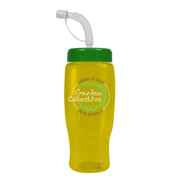 Translucent Yellow color option for Garyline® Poly+ Recycled Bottle With Straw Lid   27 Oz.