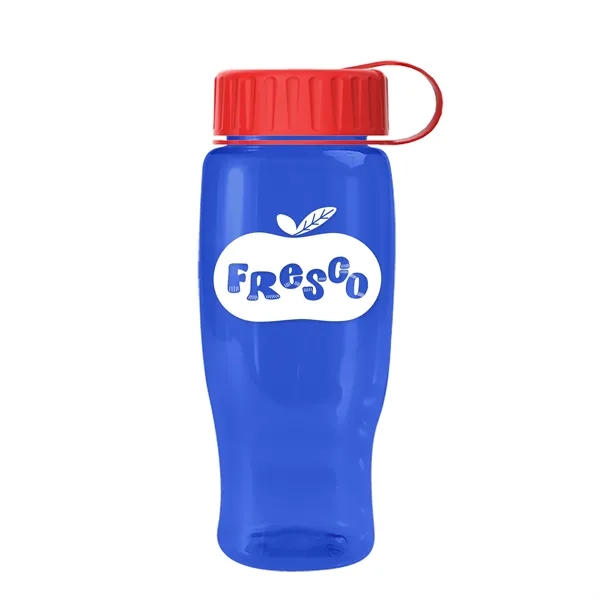 Translucent Blue color option for Garyline® Poly+ Recycled Bottle With Tethered Lid   27 Oz.