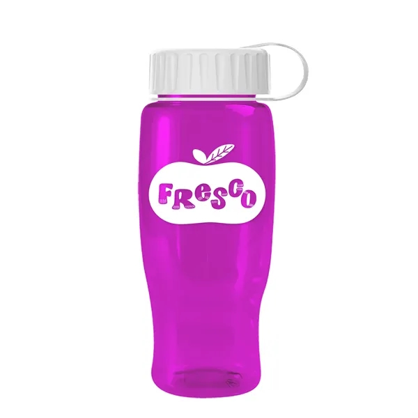 Translucent Hot Pink color option for Garyline® Poly+ Recycled Bottle With Tethered Lid   27 Oz.