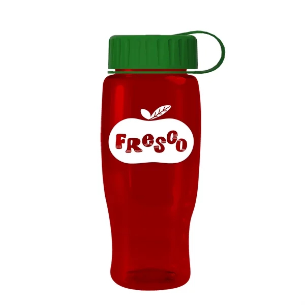Translucent Red color option for Garyline® Poly+ Recycled Bottle With Tethered Lid   27 Oz.