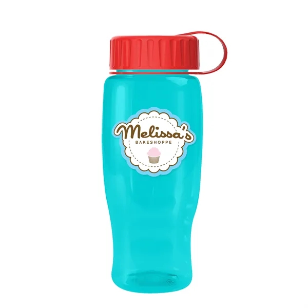 Translucent Teal color option for Garyline® Poly+ Recycled Bottle With Tethered Lid   27 Oz.