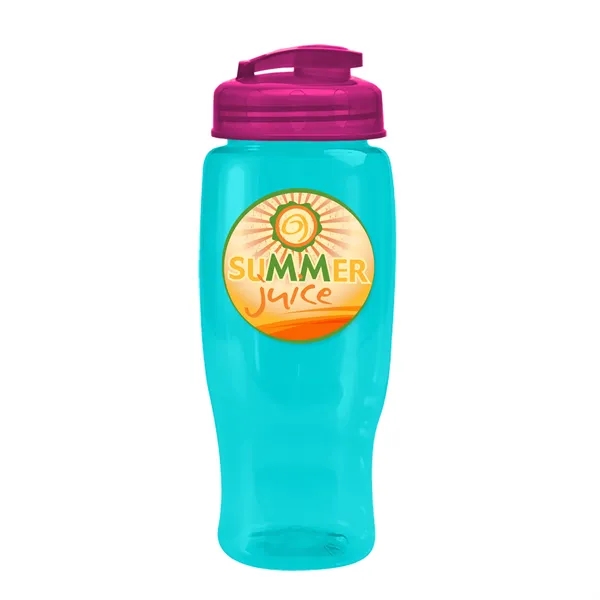 Translucent Teal color option for Garyline® Poly+ Recycled Bottle With Flip Top Lid   27 Oz.
