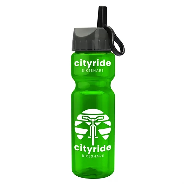 Translucent Green color option for Garyline® Champ Recycled Bottle With Ring Straw Lid   28 Oz.