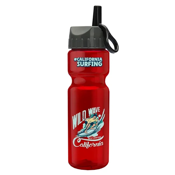 Translucent Red color option for Garyline® Champ Recycled Bottle With Ring Straw Lid   28 Oz.