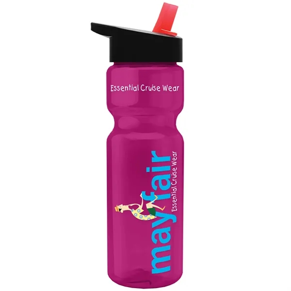 Translucent Hot Pink color option for Garyline® Champ Recycled Bottle With Flip Straw Lid   28 Oz.
