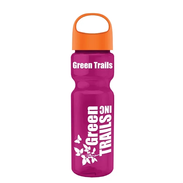 Translucent Hot Pink color option for Garyline® Champ Recycled Bottle With Oval Crest Lid   28 Oz.