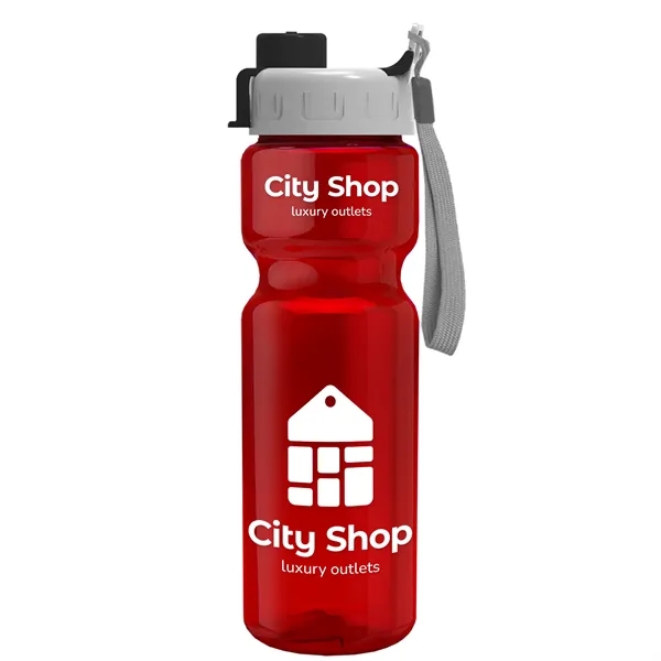 Translucent Red color option for Garyline® Champ Recycled Bottle With Quick Snap Lid   28 Oz.