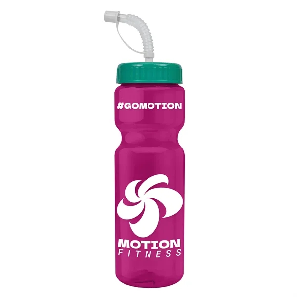 Translucent Hot Pink color option for Garyline® Champ Recycled Bottle With Straw Lid   28 Oz.