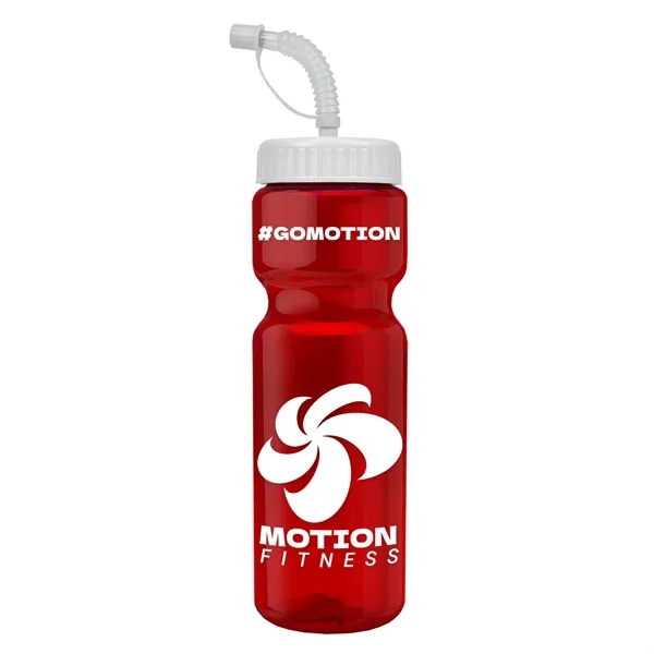 Translucent Red color option for Garyline® Champ Recycled Bottle With Straw Lid   28 Oz.