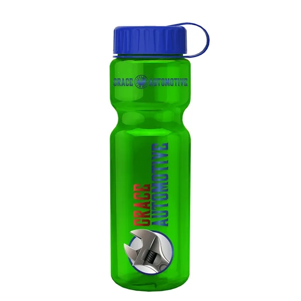 Translucent Green color option for Garyline® Champ Recycled Bottle With Tethered Lid   28 Oz.