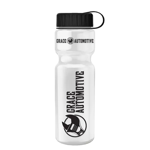 White color option for Garyline® Champ Recycled Bottle With Tethered Lid   28 Oz.