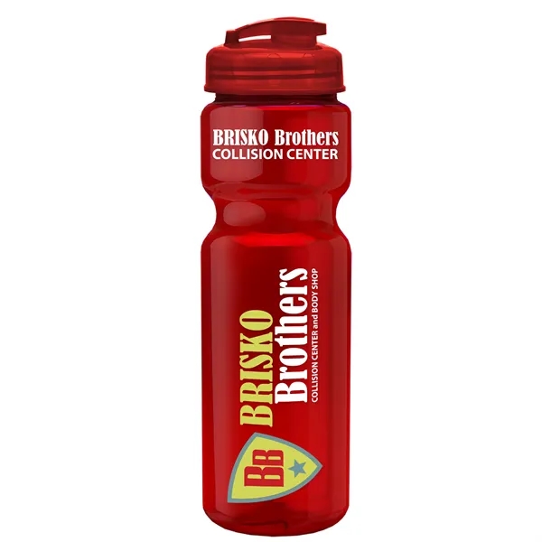 Translucent Red color option for Garyline® Champ Recycled Bottle With Flip Top Lid   28 Oz.