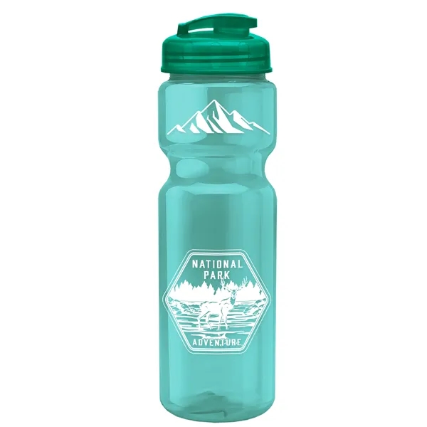 Translucent Teal color option for Garyline® Champ Recycled Bottle With Flip Top Lid   28 Oz.