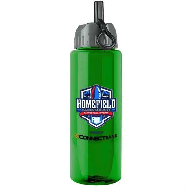 Green color option for Garyline® Slim Fit Rpet Bottle With Ring Straw Lid   32 Oz.