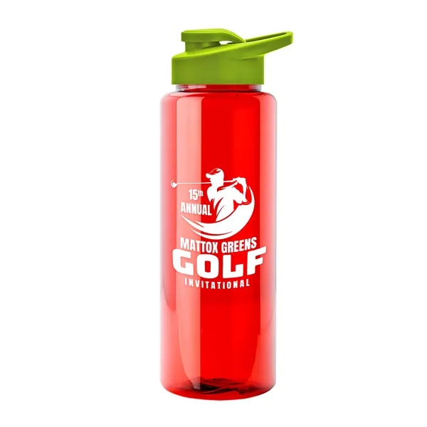 Red color option for Garyline® Slim Fit Rpet Bottle With Drink Thru Lid   32 Oz.