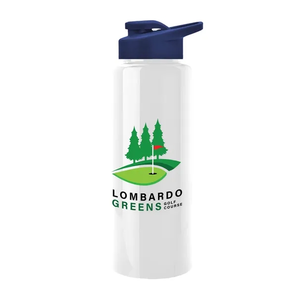 White color option for Garyline® Slim Fit Rpet Bottle With Drink Thru Lid   32 Oz.