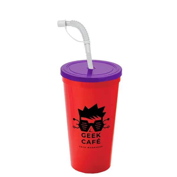 Red color option for Garyline® Sport Sipper Cup With Straw Lid   24 Oz.