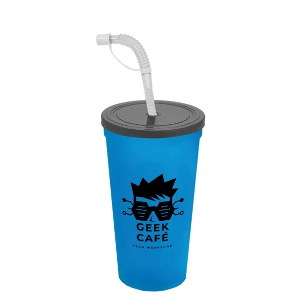 Translucent Blue color option for Garyline® Sport Sipper Cup With Straw Lid   24 Oz.