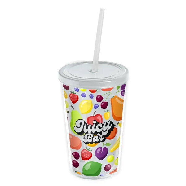 Frost color option for Garyline® Transparent Tumbler With Straw Lid And Full Col...
