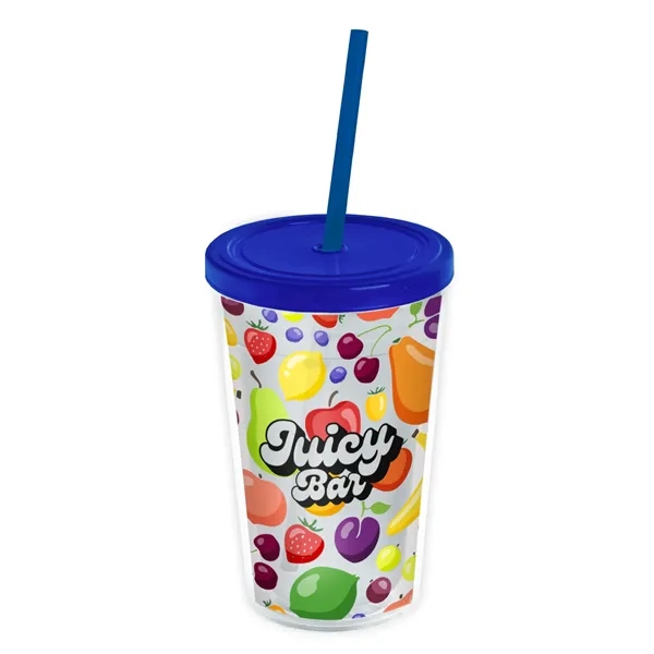 Translucent Blue color option for Garyline® Transparent Tumbler With Straw Lid And Full Col...