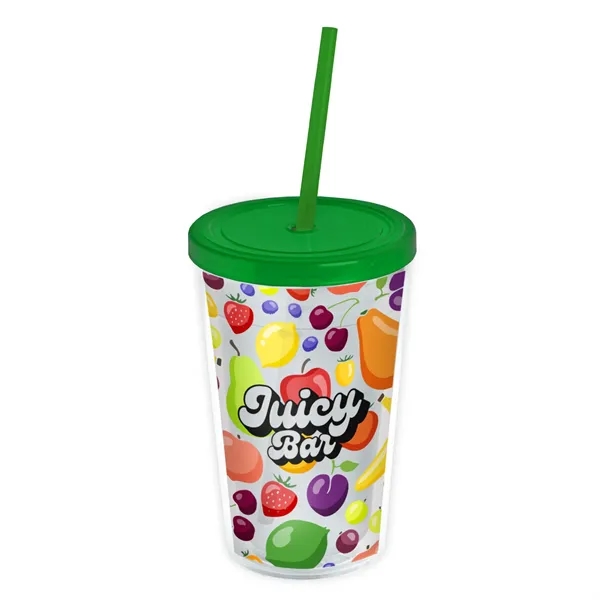Translucent Green color option for Garyline® Transparent Tumbler With Straw Lid And Full Col...