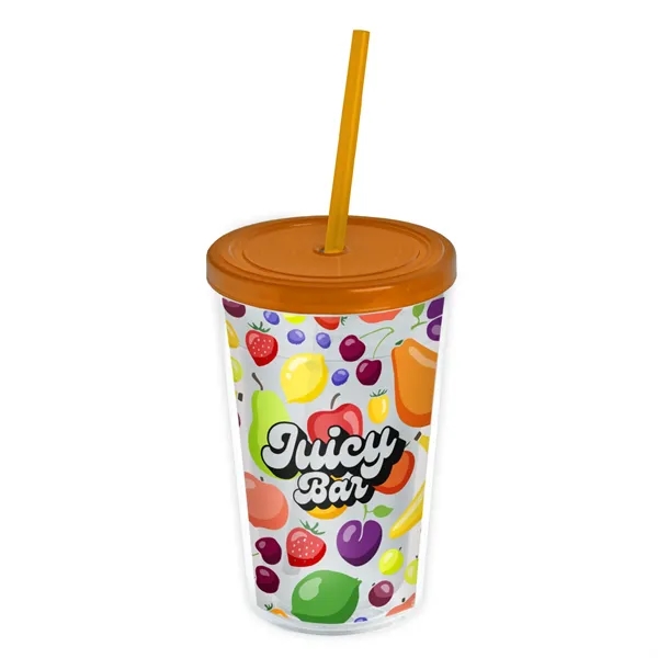Translucent Orange color option for Garyline® Transparent Tumbler With Straw Lid And Full Col...