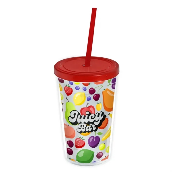 Translucent Red color option for Garyline® Transparent Tumbler With Straw Lid And Full Col...