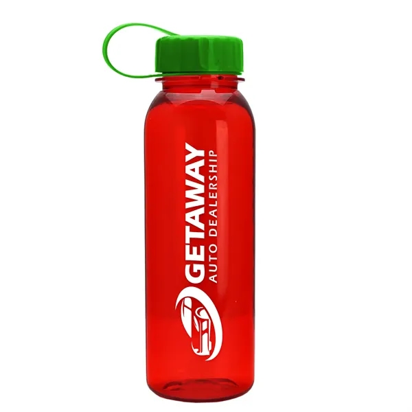 Translucent Red color option for Garyline® Flat Sided Tritan® Bottle With Tethered Lid   2...