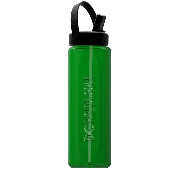 Translucent Green color option for Garyline® Boss Embossed Rpet Bottle With Flip Straw, Swiv...